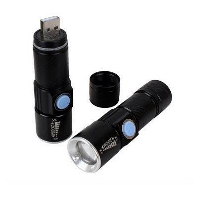 Promotional aluminum USB LED flashlight/mini torch