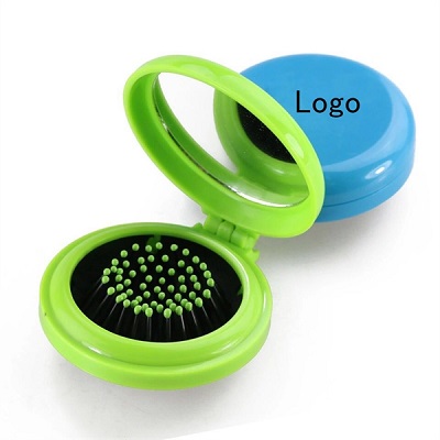 Customized Logo Massage Round Travel Hair brush With Mirror