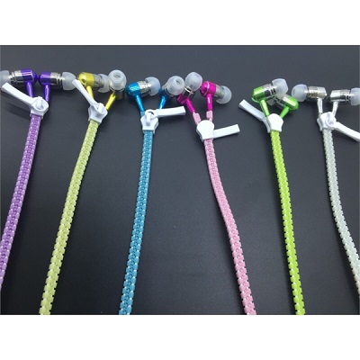 Metal Zipper Luminous Fluorescent Earphone