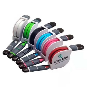 Free Shipping Colorful 2 in 1 Retractable Micro USB Cable Sync Data Charger Cable for Mobile