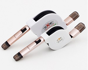 Free Shipping Colorful 2 in 1 Retractable Micro USB Cable Sync Data Charger Cable for Mobile